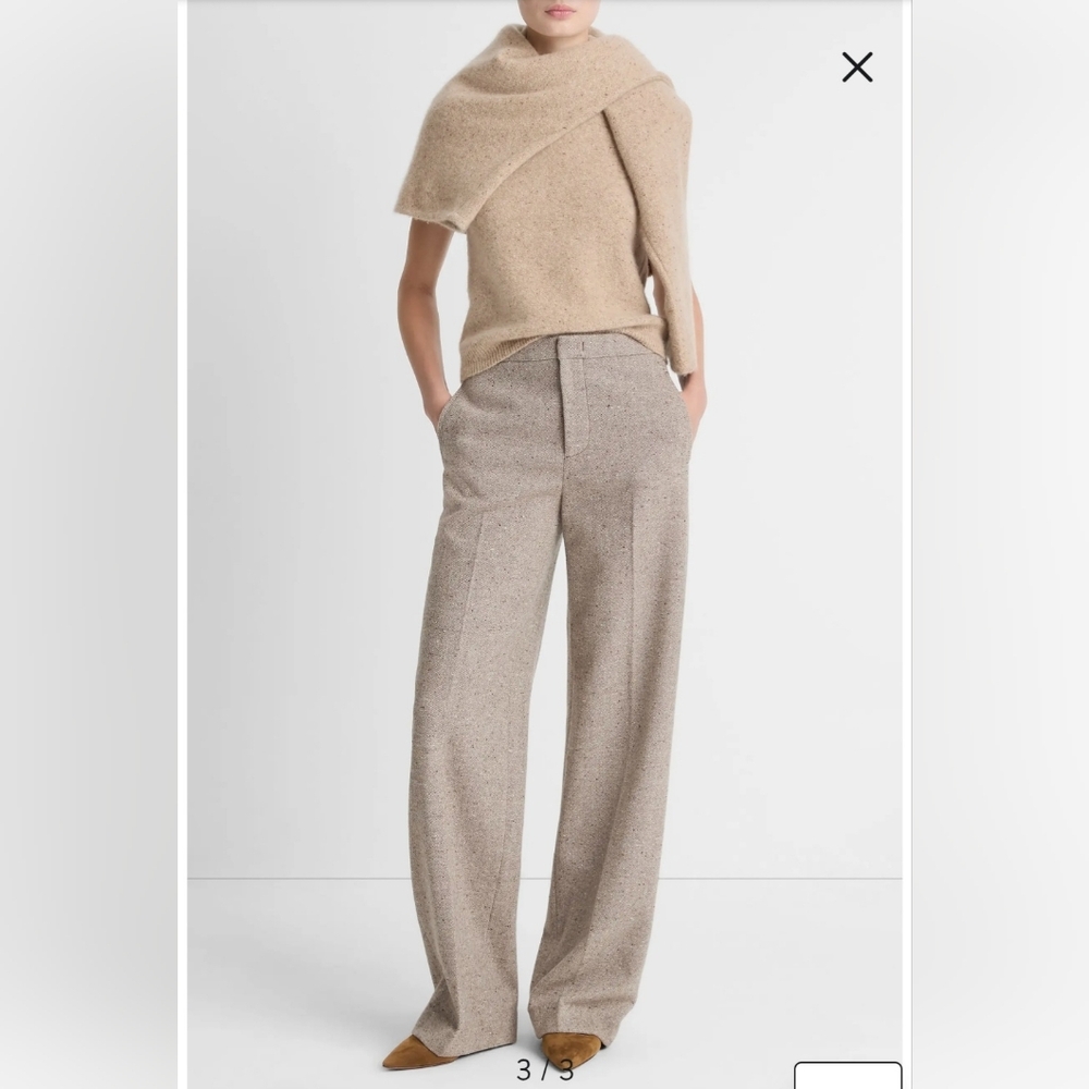 VINCE NWT Donego Wool- Blend Wide- Leg Trouser. Color Oat Stone Size 2